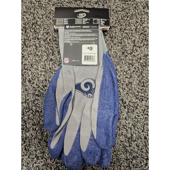 NFL Los Angeles Rams Work Gloves The Gripper One Size Fits Most Blue & Gray - Picture 2 of 5